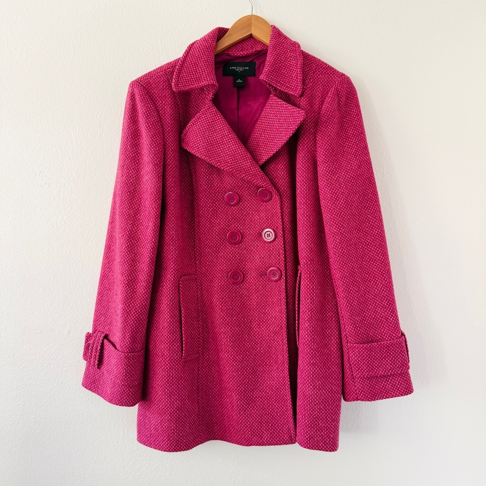 Ann Taylor Magenta Pink Purple Double Breasted Coat